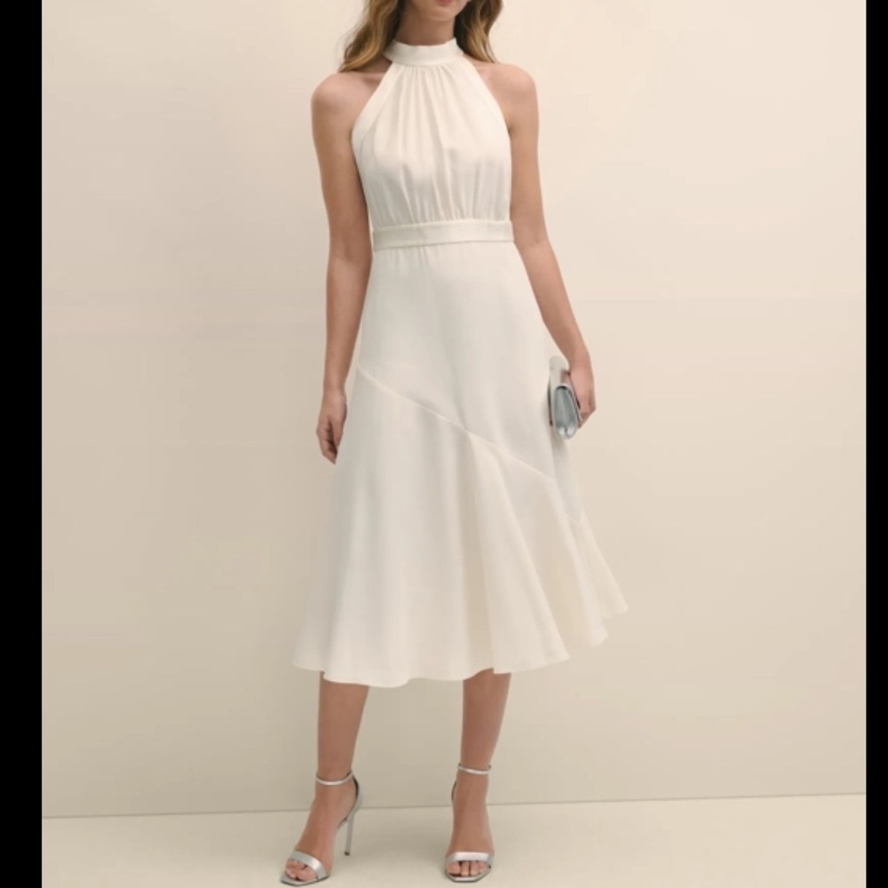 Brooks Brothers Crepe Halter Midi Dress Size 6 Women Femenine Sleeveless Tie